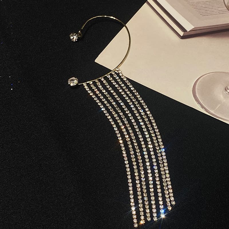 Aretes largos con borlas geométricas para mujer