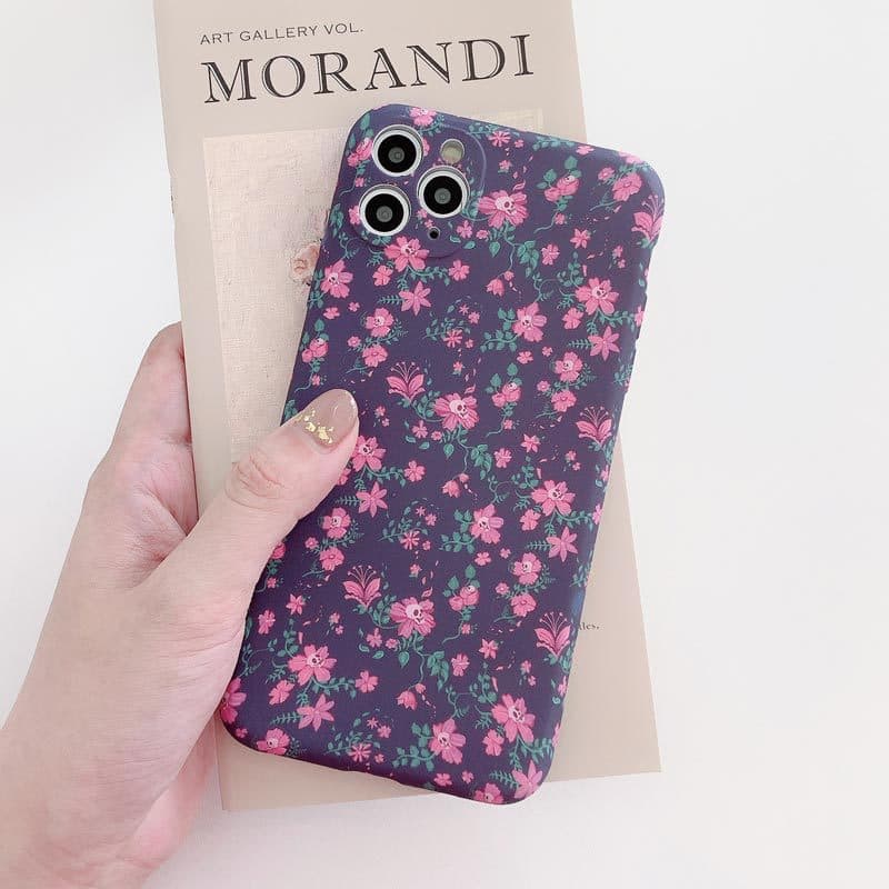 Funda de celular con estampado de flores retro