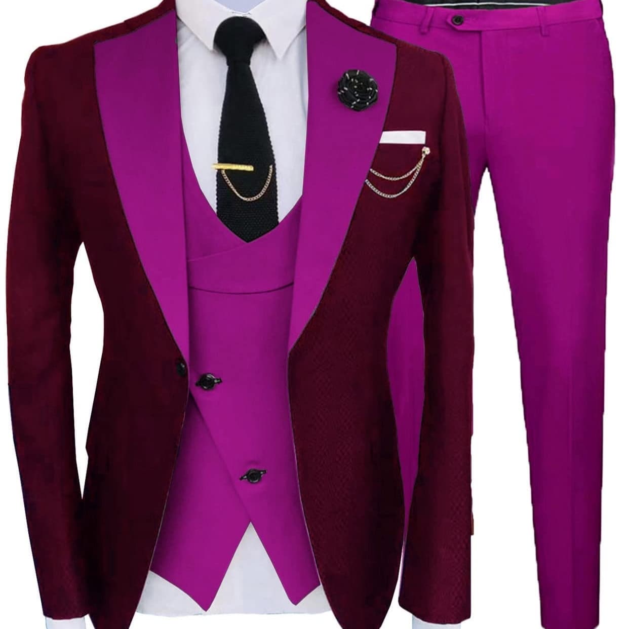 Traje de tres piezas ajustado para hombre, para boda