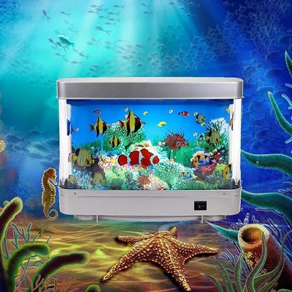 Lámpara decorativa con peces ornamentales y luz nocturna