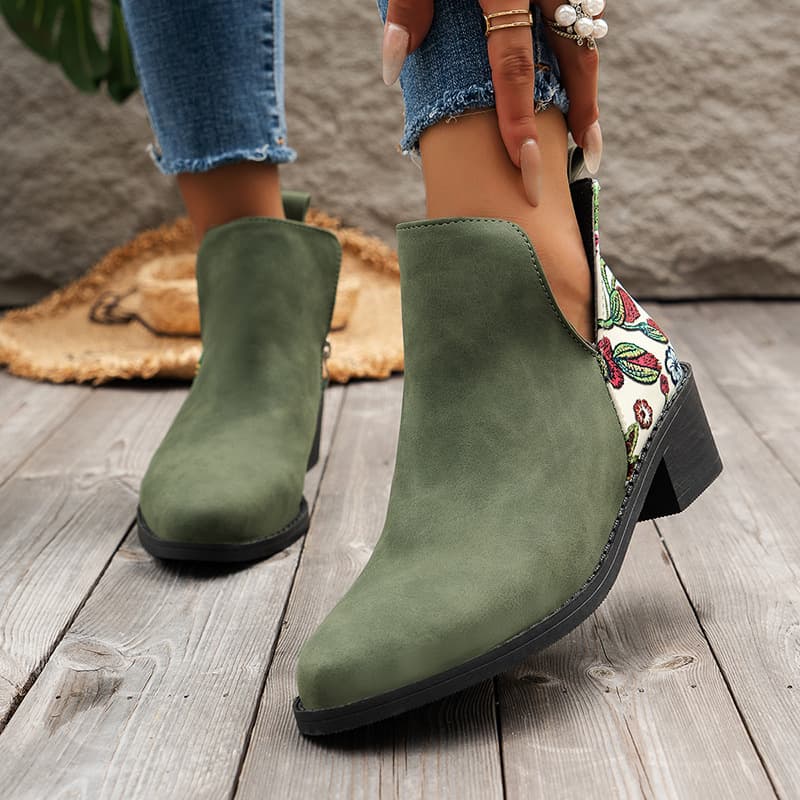 Botas de tobillo con flores y cierre lateral