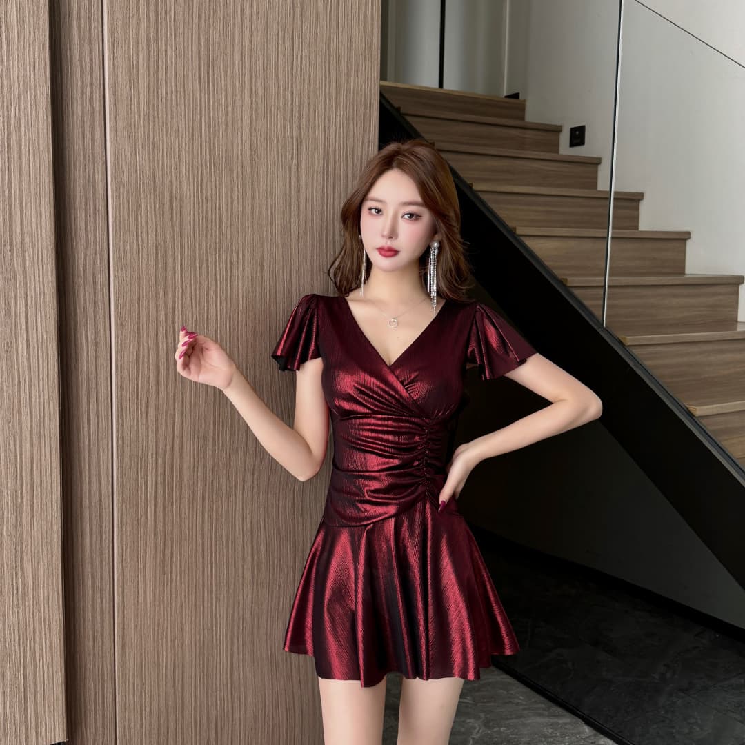 Vestido acampanado de cintura elegante para mujer