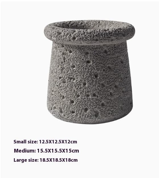 Maceta cemento textura luna estilo nórdico