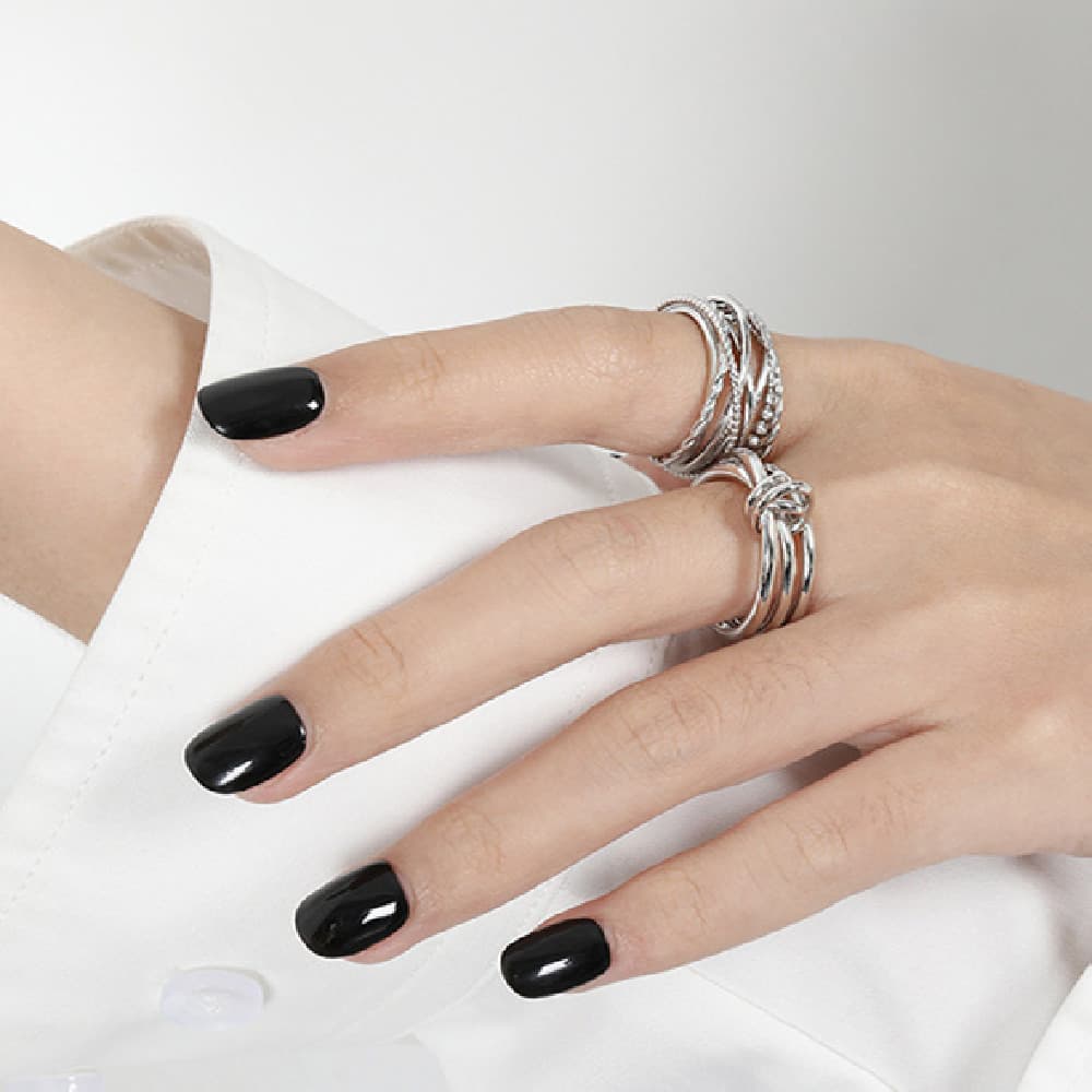Anillo de plata de ley trenzado multicapa para mujer