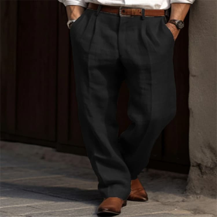 Pantalones casuales de corte recto con bolsillos