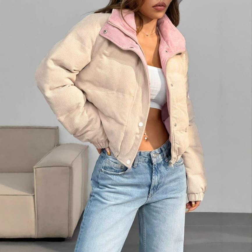 Abrigo para mujer con cuello, grueso y cálido