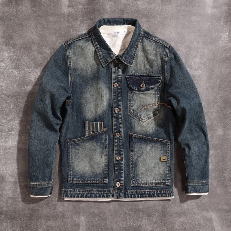 Chaqueta vaquera retro americana bordada para hombre