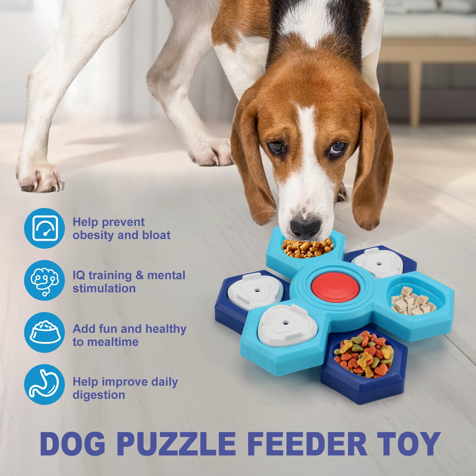 Comedero puzzle anti-atragantamiento de 4 capas para perros