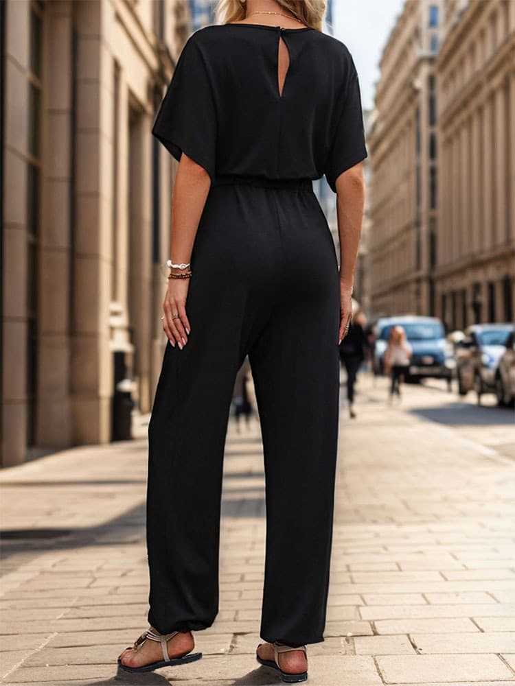 Jumpsuit casual de verano con mangas tipo murciélago
