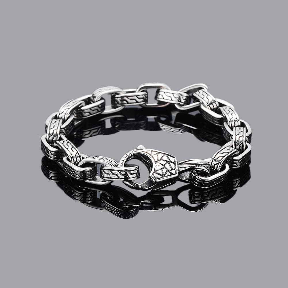 Pulsera de titanio acero con patrón vintage para hombre