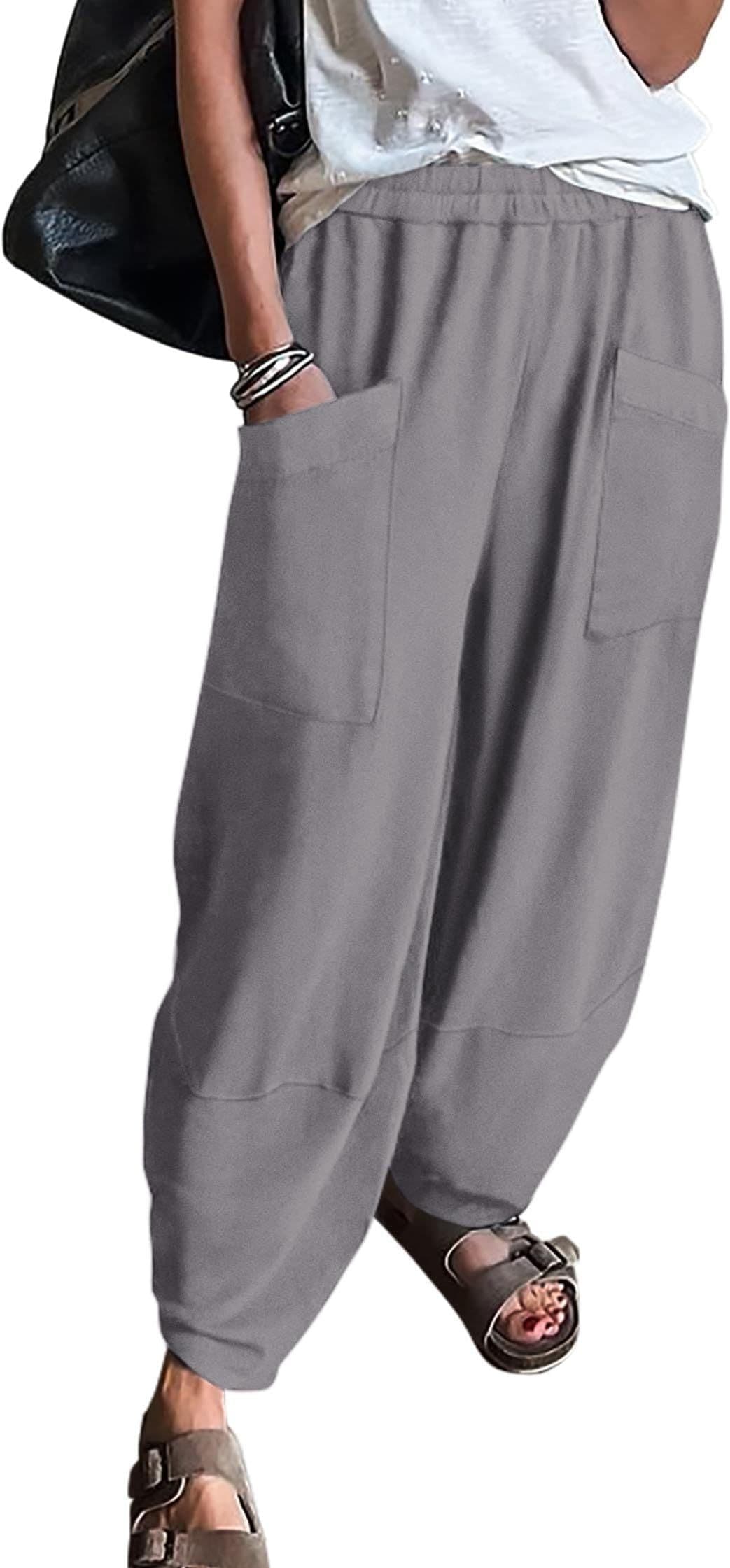 Pantalones con cintura elástica y bolsillos laterales