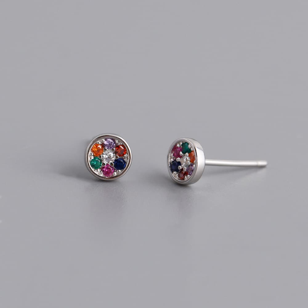 Aretes de plata con circones multicolor