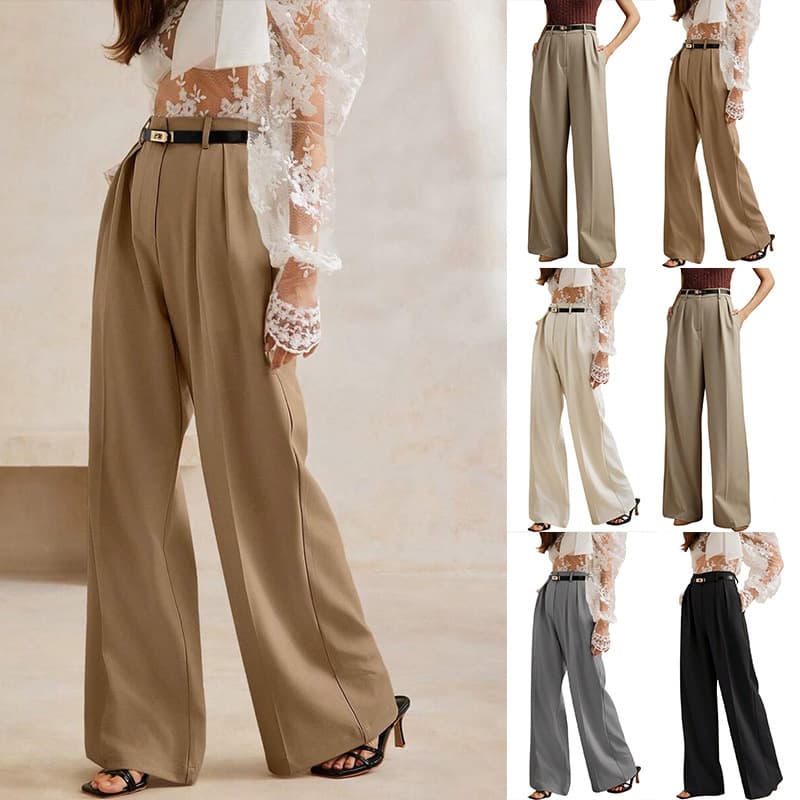 Pantalón de mujer cintura alta y pierna ancha