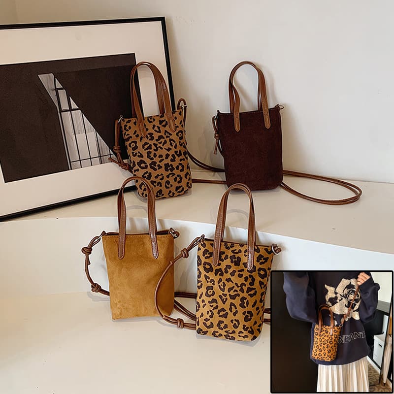 Bolso crossbody retro con estampado de leopardo