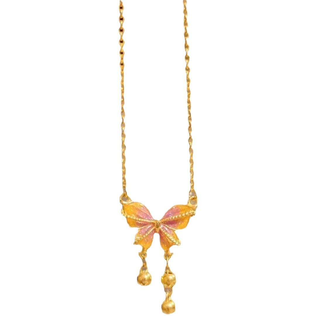 Collar mariposa con borla dorado para mujer