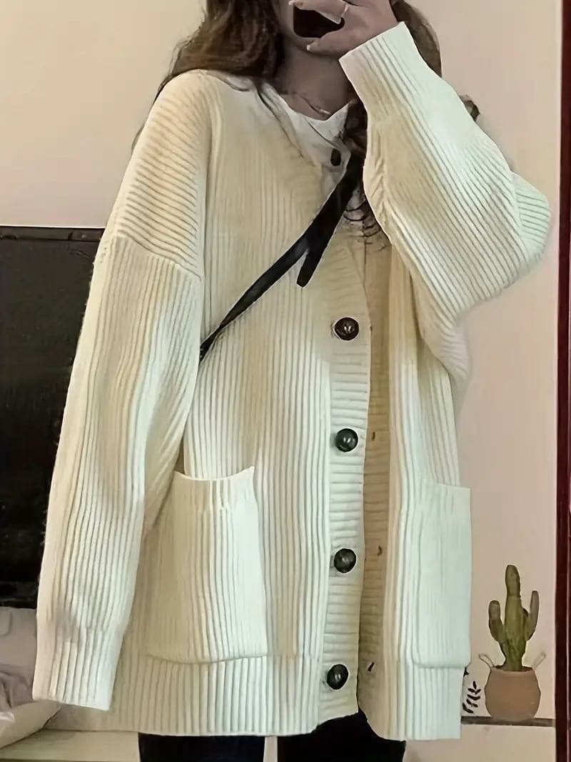 Abrigo cardigan vintage holgado para mujer