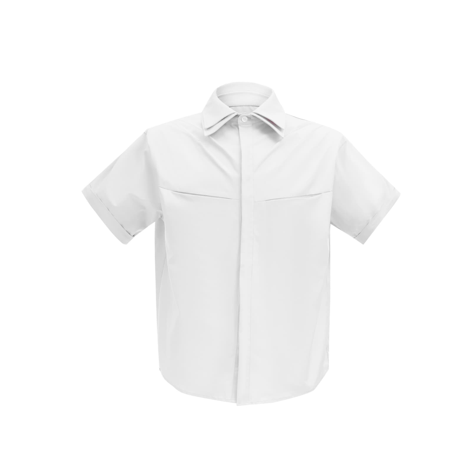 Camisa plisada con hombros acolchados manga corta