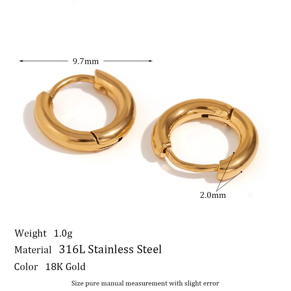 Aretes tipo argolla acero inoxidable chapado 18k