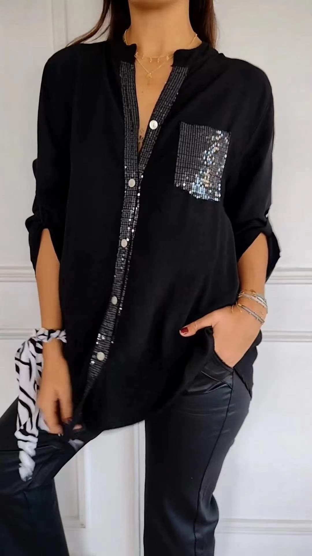 Blusa de manga 3/4 para mujer casual de oficina