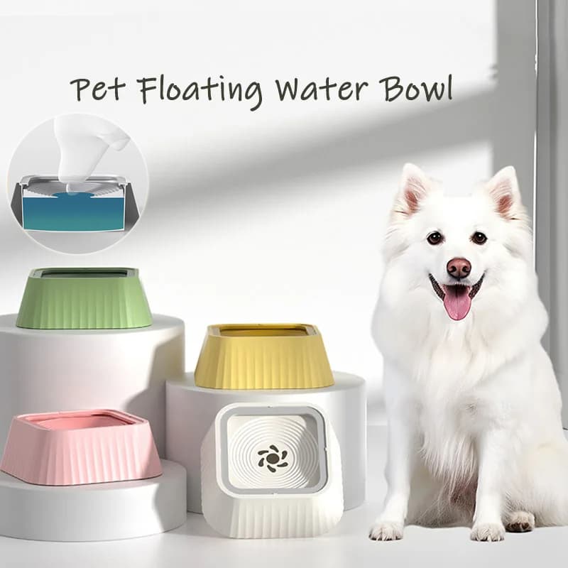 Plato de agua flotante para mascotas sin salpicaduras