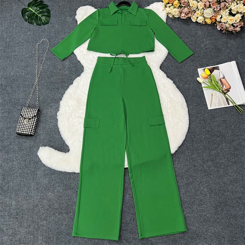 Conjunto de dos piezas casual con cordón de ajuste