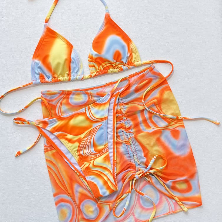 Bikini de tres piezas con falda para mujer