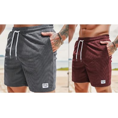 Shorts de verano corduroy con cordón, corte recto