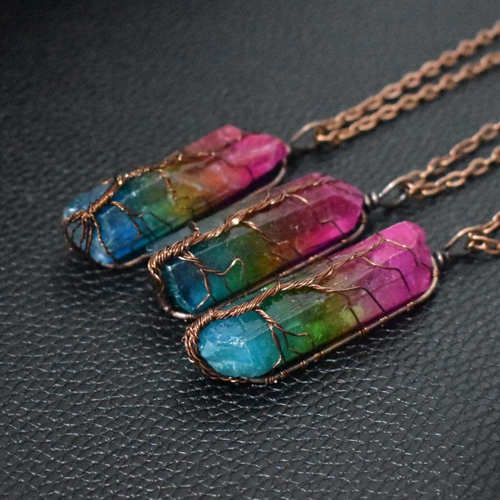 Collar colgante de cristal con árbol de la vida