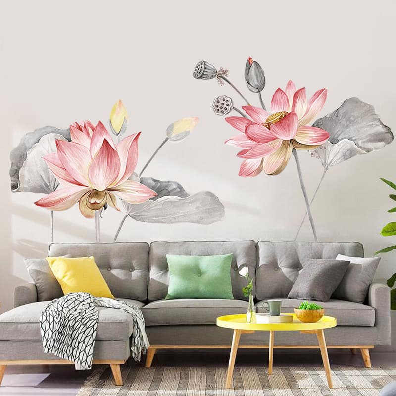 Pegatinas de pared con flores nórdicas estilo creativo