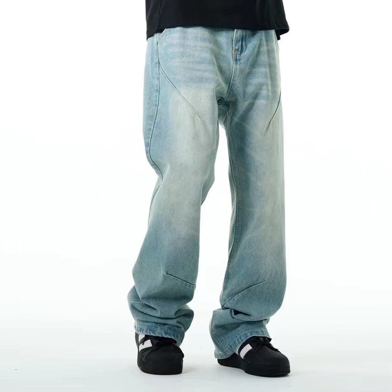 Jeans casual lavado distressed corte recto