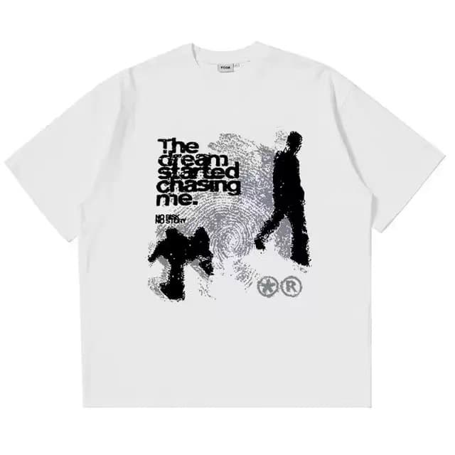 Camiseta de algodón con estampado de letras, manga corta