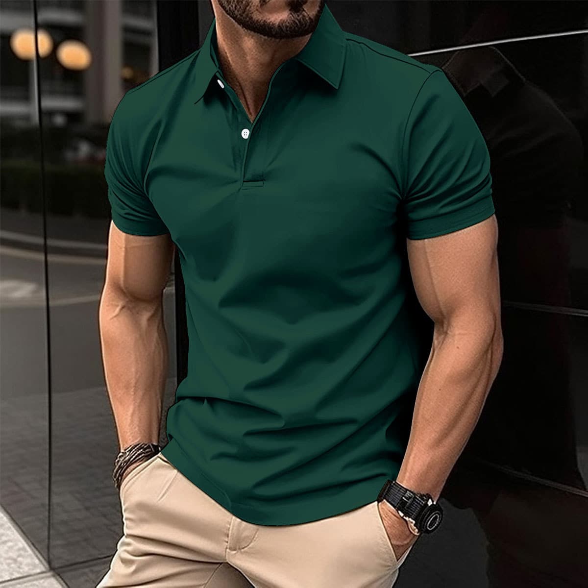 Polo de manga corta de algodón para hombres