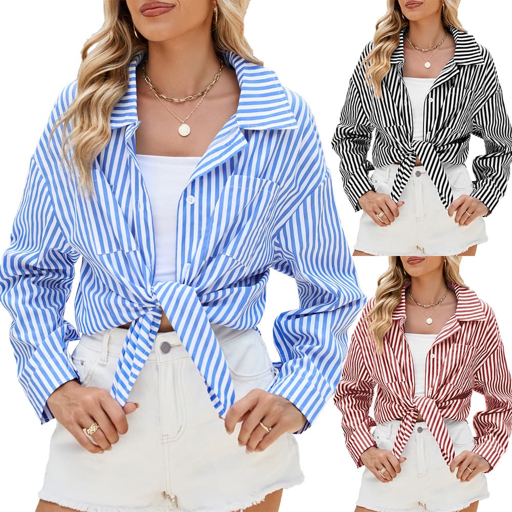 Camisa oversized con rayas y manga larga