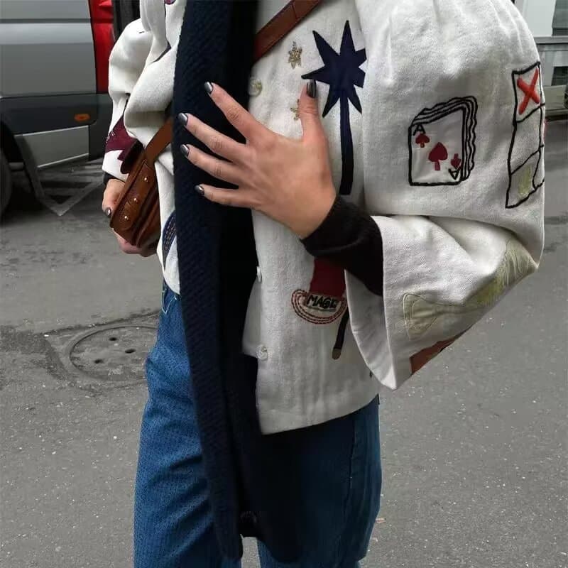 Chaqueta estampada suelta para mujer