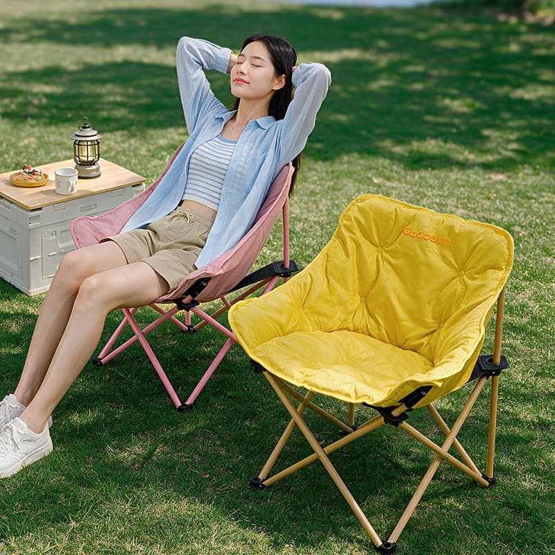 Silla luna plegable acolchada para camping