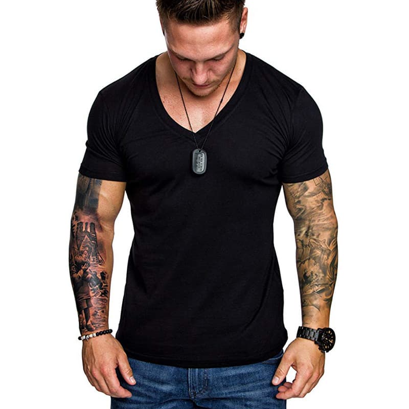 Camiseta V-Neck hombre talla grande deportiva