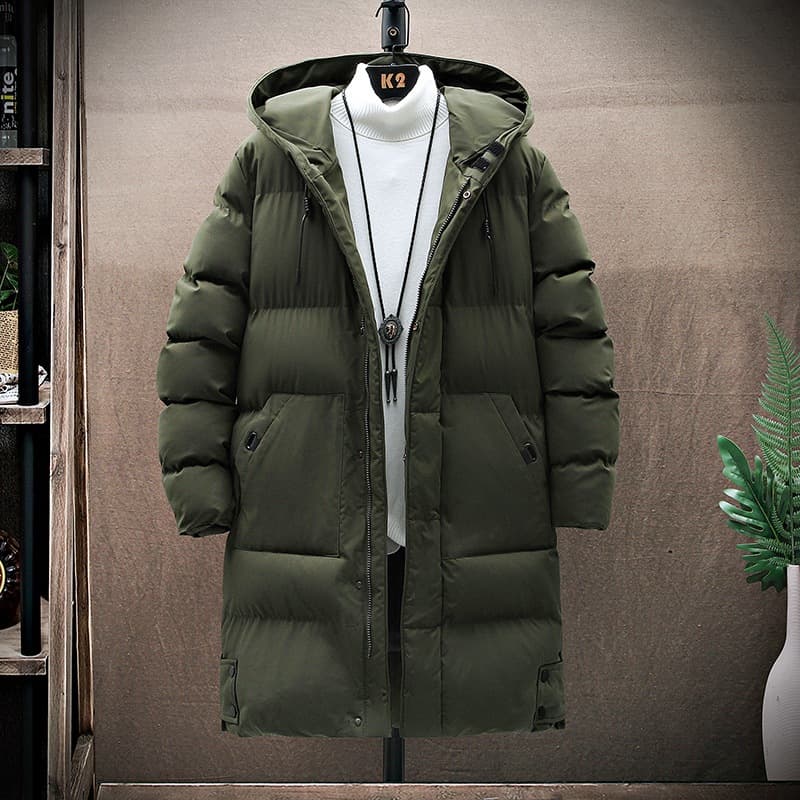 Chaqueta acolchada larga color sólido para calidez máxima