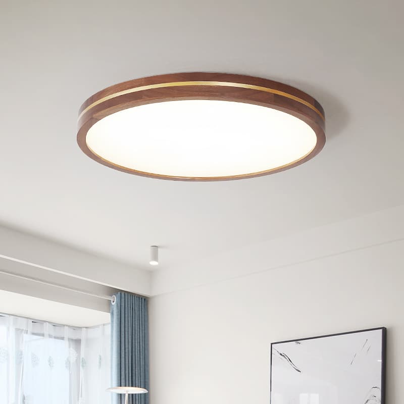 Lámpara de techo moderna de madera 30cm con luz LED ajustable