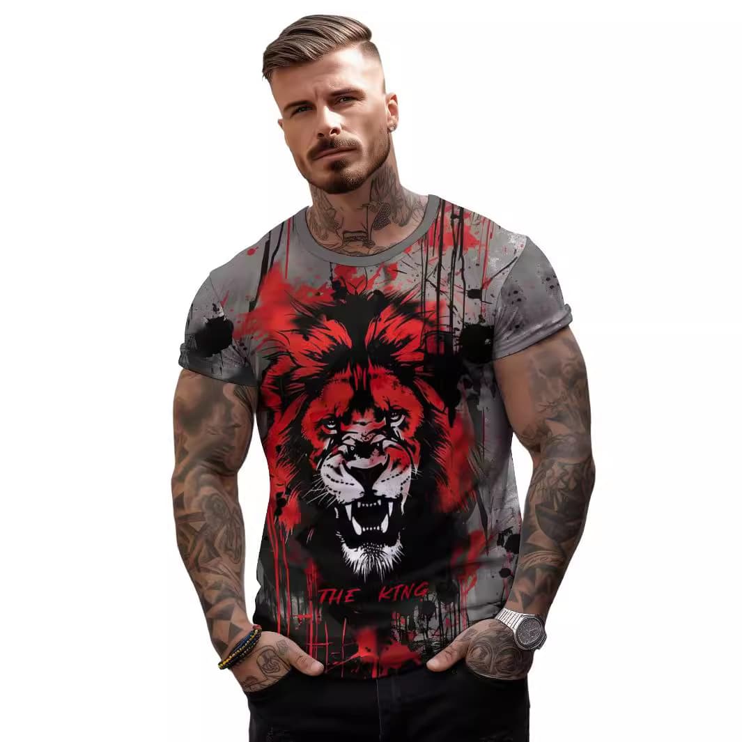 Camiseta suelta impresión 3D león