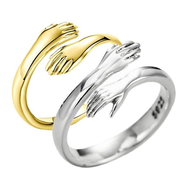 Anillo ajustable abrazo manos joyería aleación simple