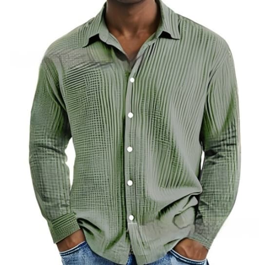 Camisa ajustada para hombre con solapa y mangas cortas
