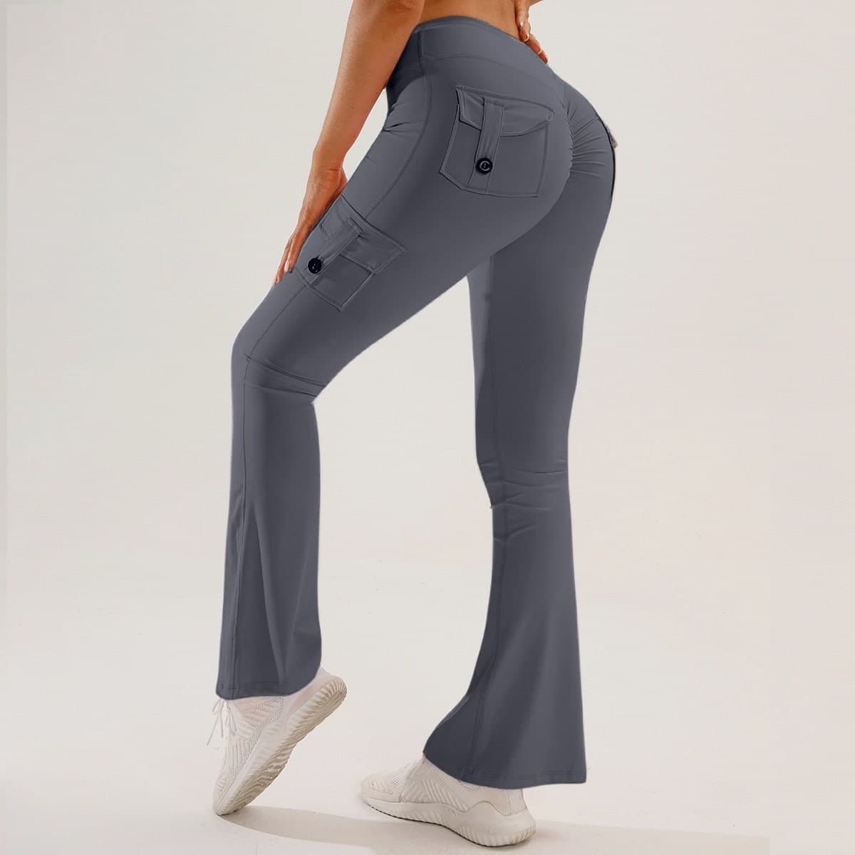 Pantalones yoga ajustados con bolsillos múltiples para mujer