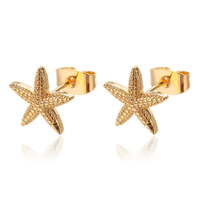 Aretes de estrella marina en cobre con acabado electrochapado