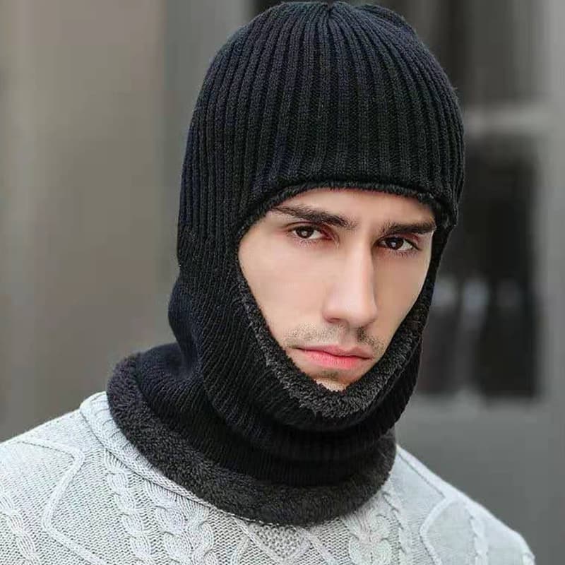 Gorro de invierno unisex con protección para cuello