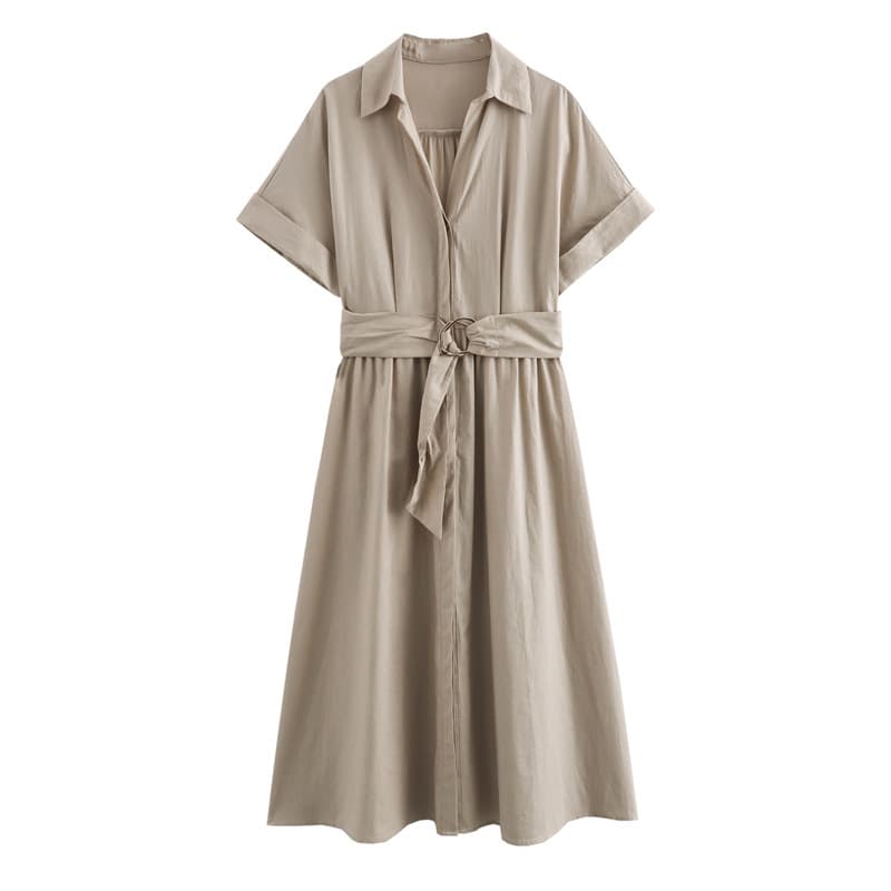 Vestido midi retro casual de poliéster
