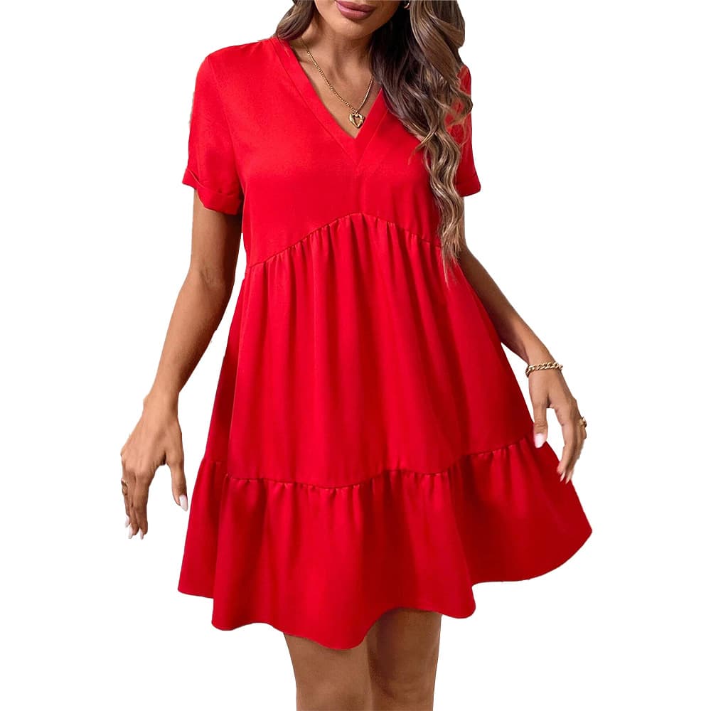 Vestido fiesta manga corta cintura alta para mujer