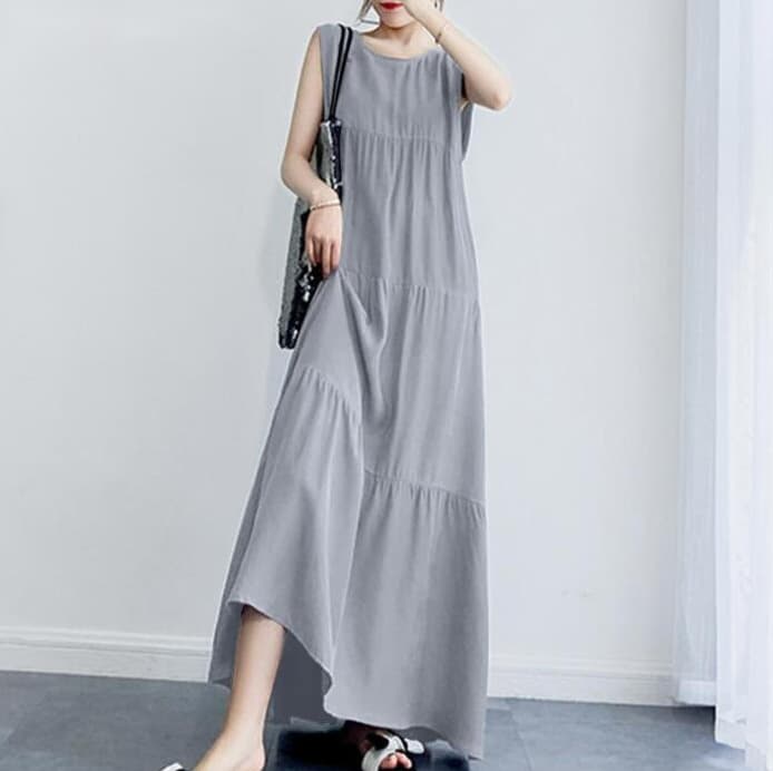 Vestido casual de algodón y lino sin mangas
