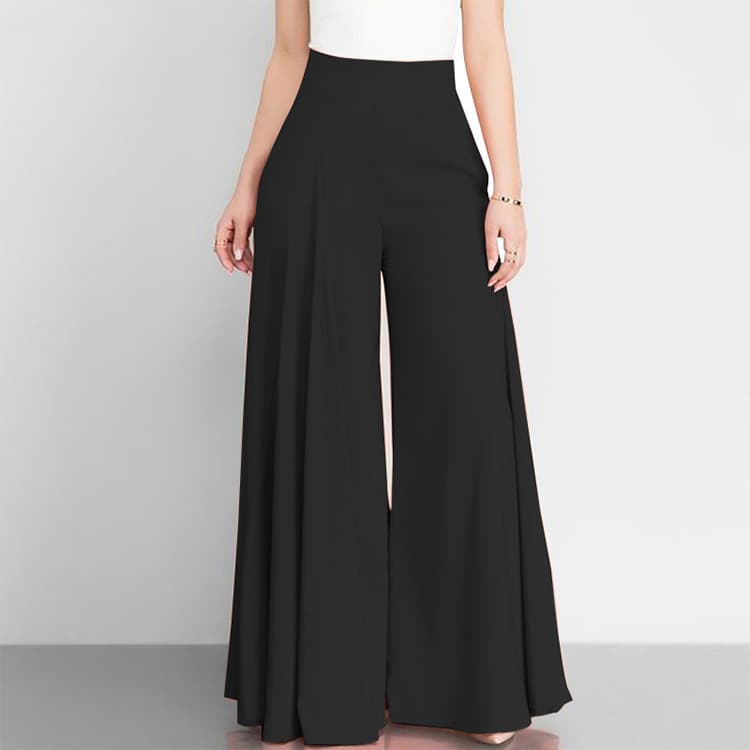 Pantalones tipo linterna de talle alto para mujer color liso