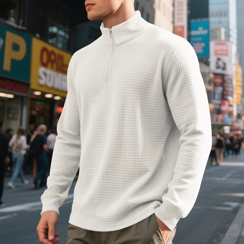 Sudadera media cremallera hombre con cuello vertical
