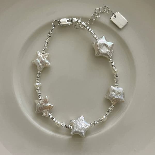 Pulsera de plata de ley con perla barroca